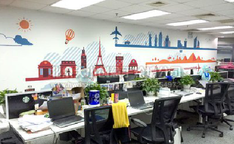 巴东教你设计办公室墙绘的方法。